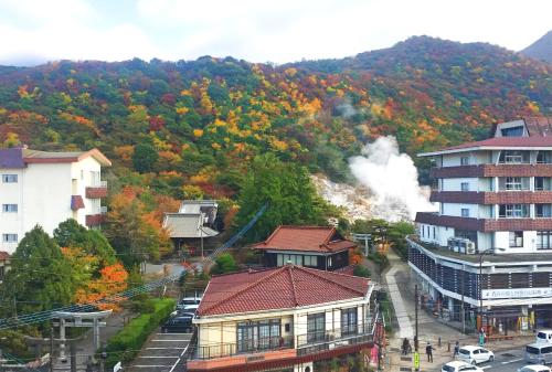 旅館から撮影された、または一般的な山の景色