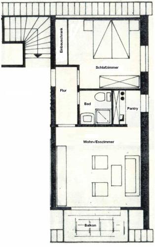 ビューズムにあるLolo's Ferienwohnungの白黒の家屋図