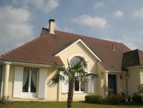 a house with a palm tree in front of it at Maison Tobias in Bussy-Saint-Georges