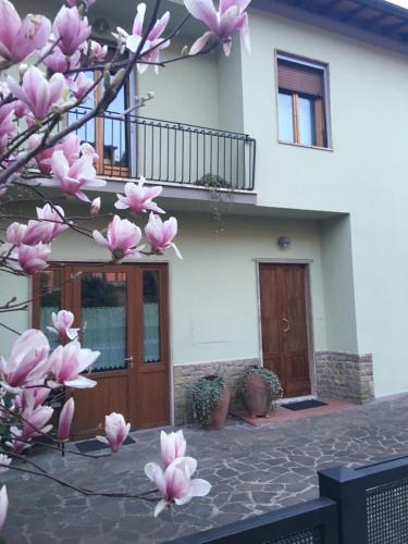 einen Magnolienbaum vor einem Haus in der Unterkunft La casina al Bargino in Bargino