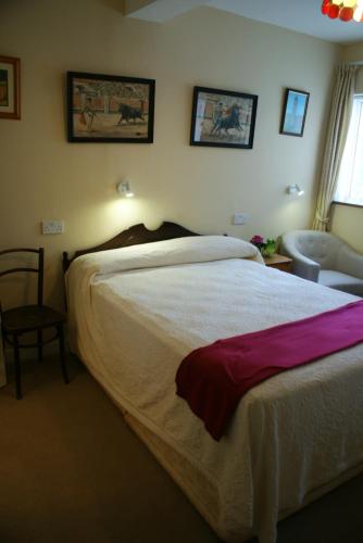 a bedroom with a large bed and a chair at Rockville House B&B in Cashel