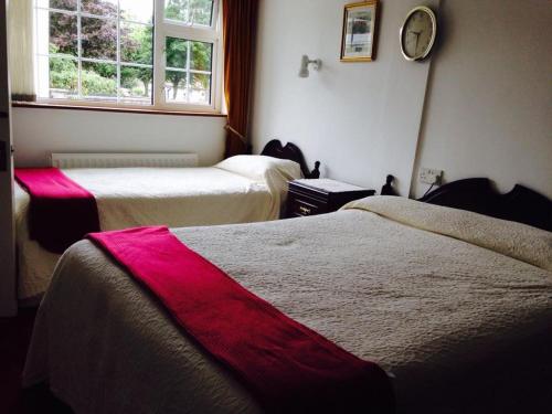a hotel room with two beds and a window at Rockville House B&B in Cashel