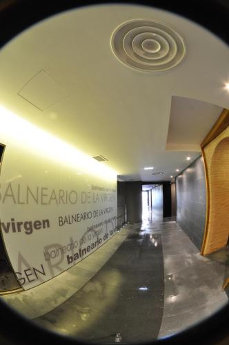 a view of the lobby of a building at Hotel Balneario de La Virgen in Jaraba