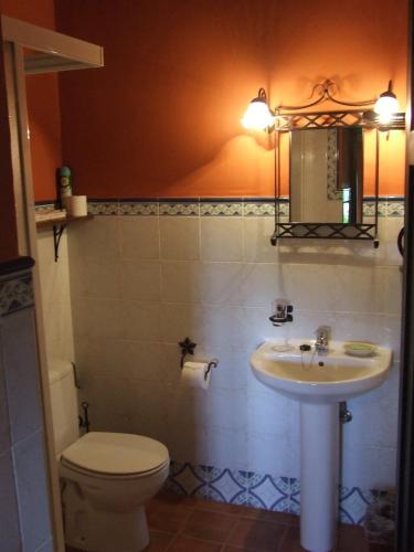 a bathroom with a toilet and a sink at Casas rurales Caño Chico y La Fuente in Villanueva del Conde
