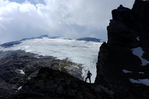 a person standing on the side of a mountain at Ferienwohnung Schweng in Tux