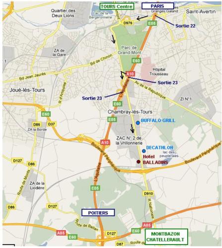 a map of the city of syracusefecture at initial by balladins Tours Sud in Chambray-lès-Tours