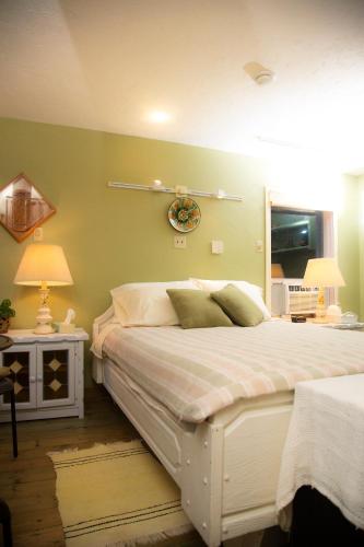 a bedroom with a large white bed in a room at Mountain Springs Nature Retreat in Kaleden