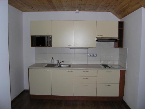 Kuchyň nebo kuchyňský kout v ubytování EA Apartmány na Filipce