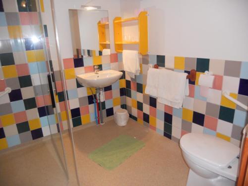 a bathroom with a sink and a toilet at Auberge du Saut des Cuves in Xonrupt-Longemer