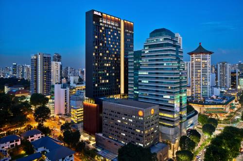Udsigt til Singapore eller udsigt til byen taget fra hotellet