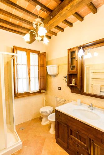 a bathroom with a toilet and a sink at Agriturismo Cantagalli in San Quirico dʼOrcia