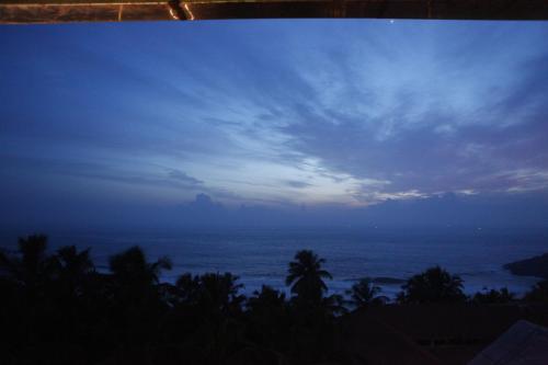 a view of the ocean at dusk with a cloudy sky at Gokulam Grand Turtle On The Beach in Kovalam