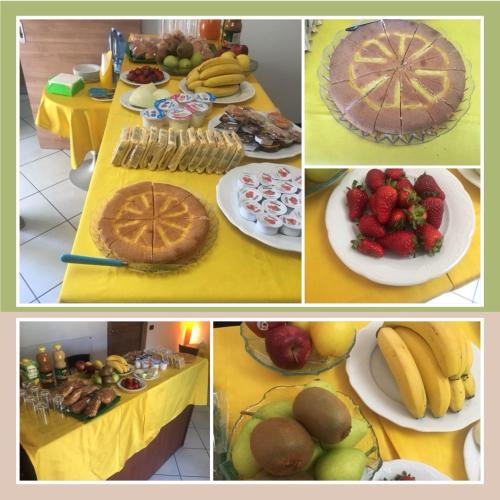 a collage of different pictures of food and fruit at Longomare in Corigliano Calabro