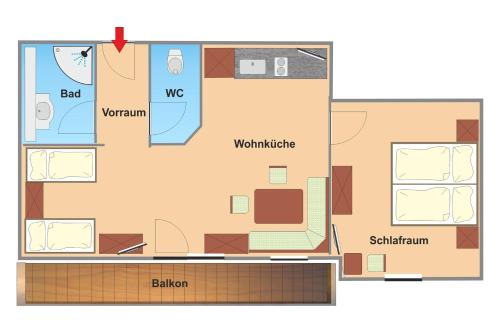 a floor plan of a room at Pension Spreitzhof & Appartement Royer in Schladming