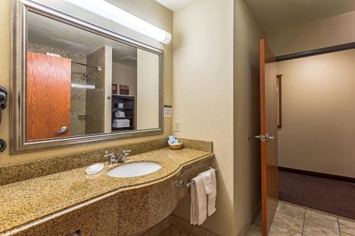 een badkamer met een wastafel en een spiegel bij Hotel Ruidoso in Ruidoso
