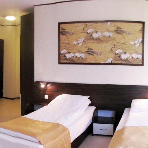 Ambaritsa Hotel tesisinde bir odada yatak veya yataklar