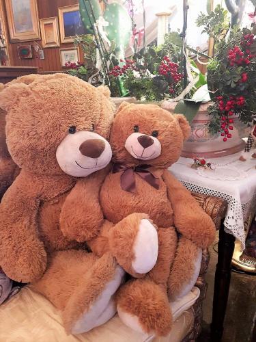 two brown teddy bears sitting on a chair at Albergo Trento in Verona