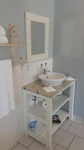 a bathroom with a sink and a mirror at Avillahouse Guesthouse in Durban