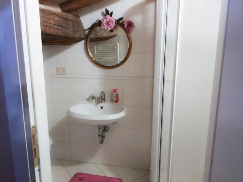 a bathroom with a sink and a mirror at Agriturismo Il Gelso in Traversetolo