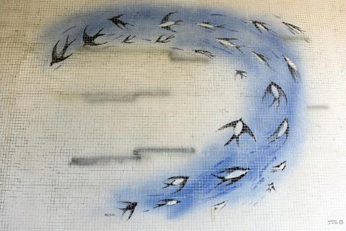 a flock of birds flying in the sky at Le Rondinelle in Como