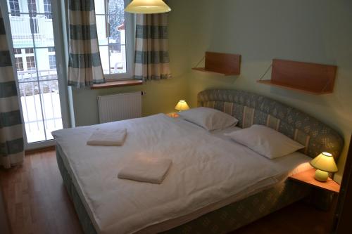 ペツ・ポト・スニェシュコウにあるApartmány pod horizontemのベッドルーム1室(枕2つ付)