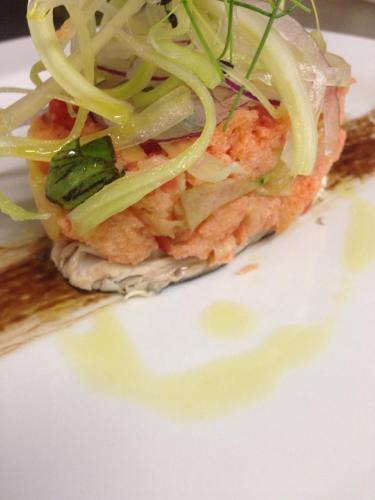 a piece of food on a white plate at HOTEL L' ANFORA in Atessa