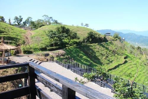 a view of a hill with benches on it at Shangrila Leisure Farm in Dongshan