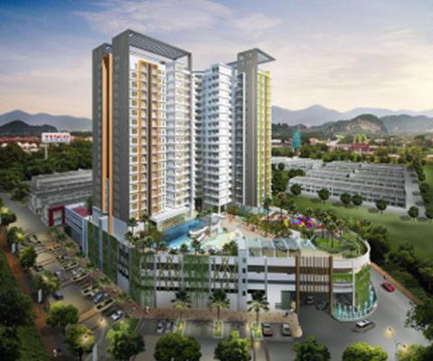an overhead view of a city with tall buildings at D' Festivo Condominium Residences in Ipoh