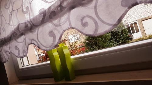 a window with a green object in front of it at Apartment Dominik in Osijek