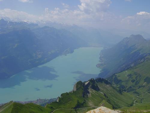 a view of a lake in a mountain range at Seeli in Hofstetten 
