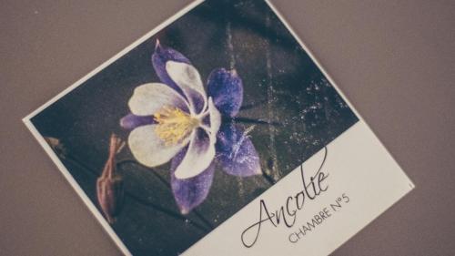 a card with a picture of a flower at Hôtel Flor'Alpes in La Giettaz