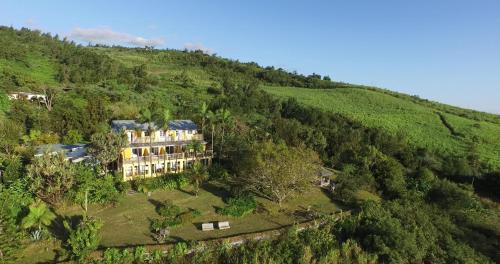an aerial view of a house on a hill at Villa Laurina in Saint-Paul