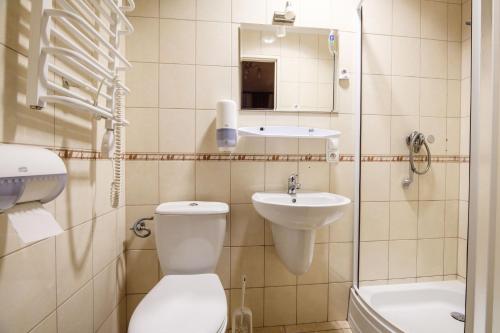 a bathroom with a toilet and a sink at Golden Lion Guest Rooms Szewska 19 in Kraków