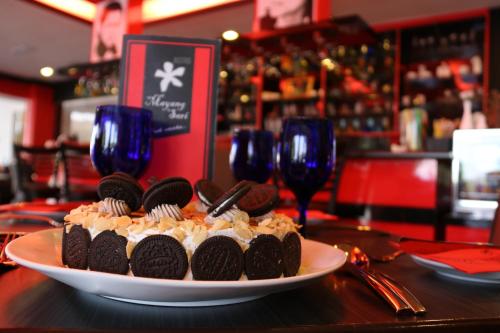 a plate of chocolate cookies on a table at EDC UUM Sintok in Sintuk