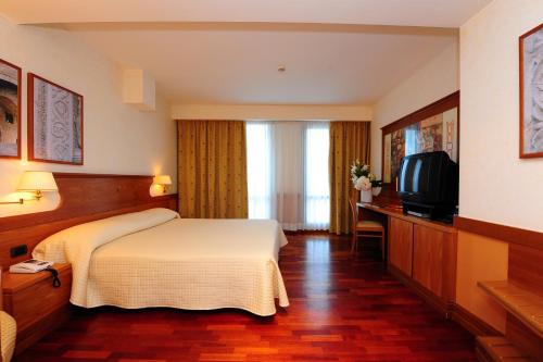 a hotel room with a bed and a television at BV Grand Hotel Assisi in Assisi