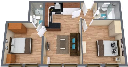 Majutuskoha slough central - spacious 2 bedroom, 2 bathroom apartment korruse plaan