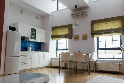 Kuchyňa alebo kuchynka v ubytovaní Apartamenty „Lofty w piecowni”