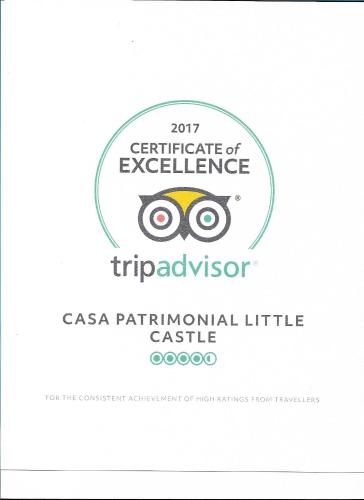 Certifikát, hodnocení, plakát nebo jiný dokument vystavený v ubytování B&B Patrimonial Little Castle