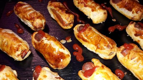 a group of puff pastry pigs in a blanket with ketchup at Campanile Nevers Nord - Varennes-Vauzelles in Varennes Vauzelles