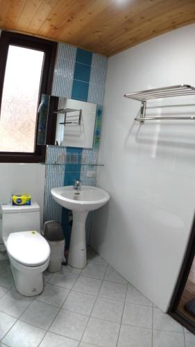 un baño con inodoro y lavabo en Shi Home 1639, en Zhushan