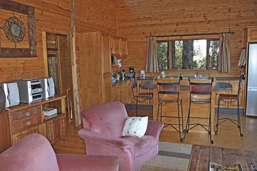 香槟谷Treks, Trips and Trails的小木屋内带酒吧的客厅