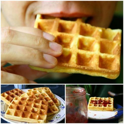 a person eating a waffle with a plate of waffles at Kétkerék Vendégház - a mátrai szállás in Matraszentlaszlo