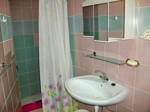 a bathroom with a sink and a shower at Apartments Petrovic in Krimovice