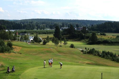 a group of people playing golf on a golf course at Residence Marmorvägen in Karlstad