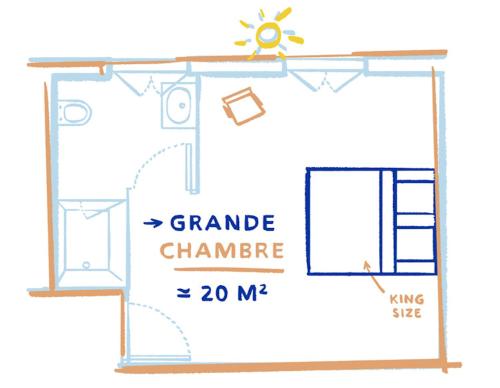 a floor plan of a small room with a doorway at Hôtel La Nouvelle République & Hammam in Paris