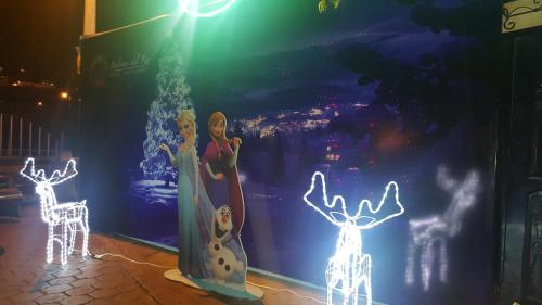 a display of christmas lights in a store window at Balcones del Río Hotel in Latacunga