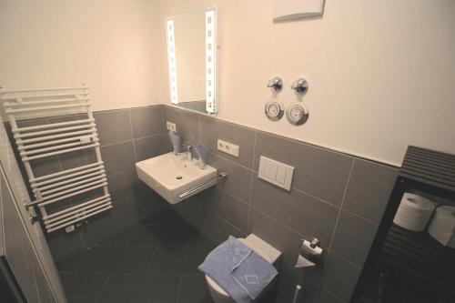 ガルミッシュ・パルテンキルヒェンにあるChamonixのバスルーム(洗面台、トイレ、鏡付)