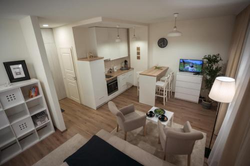 Η κουζίνα ή μικρή κουζίνα στο Raugyklos apartamentai