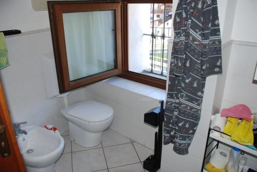 アオスタにあるMaison Grivon Appartamento Becca di Nonaの小さなバスルーム(トイレ、窓付)が備わります。