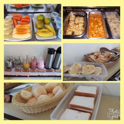 a collage of pictures of food in a refrigerator at Pousada Alamanda in Natal